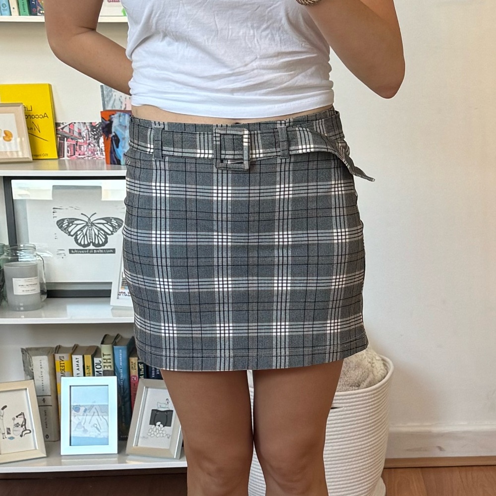 Urban Outfitters plaid multi-colored mini skirt with belt